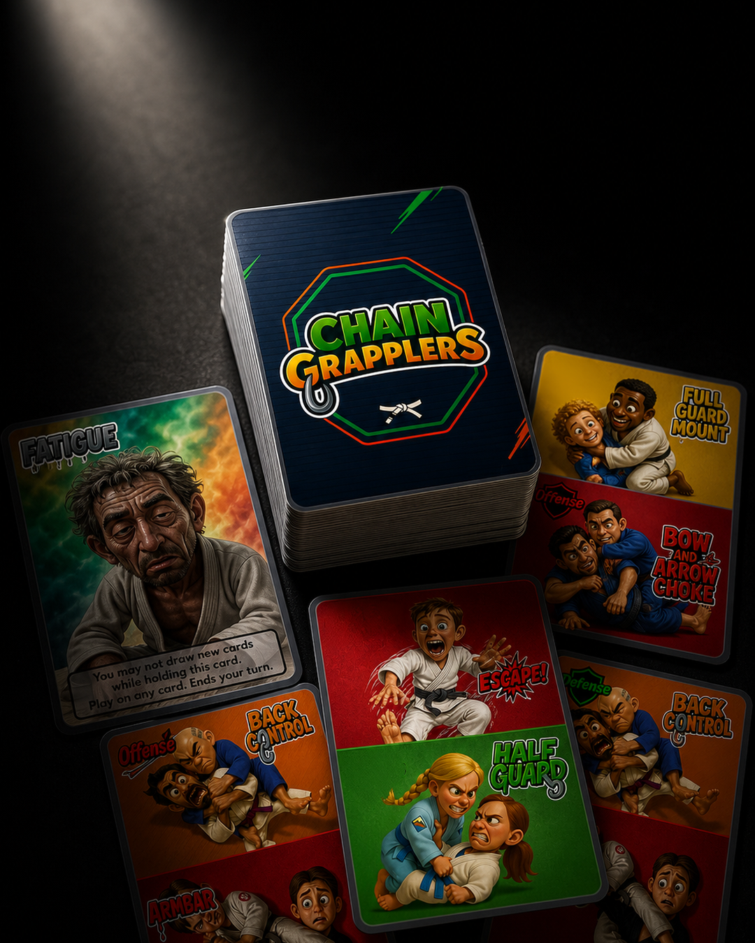 ChainGrapplers card spread showing the deck and sample cards